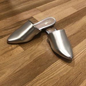 Brand new silver mules